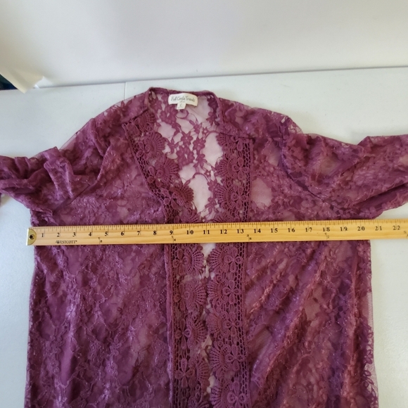 Full Circle Trends Lace Embroidered Duster Size L Sheer Long Cardigan Festival - Picture 11 of 15